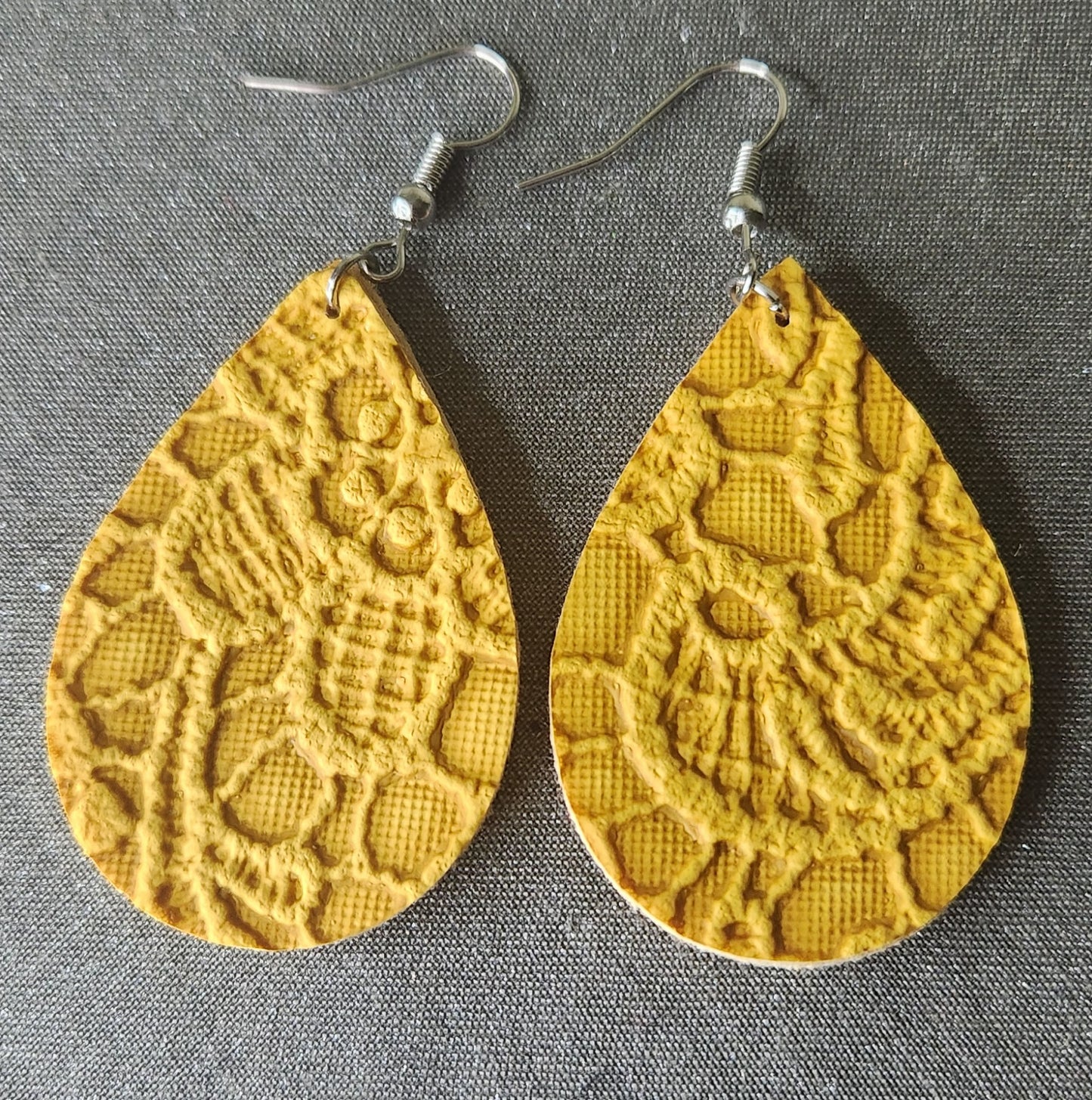 Hand-made Leather Earrings- Yellow
